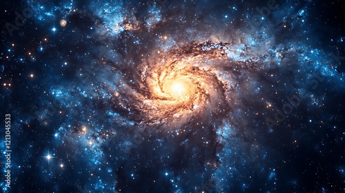Stunning starry night panorama with a vibrant galaxy as the focal point