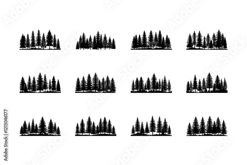 Pine tree forest silhouette