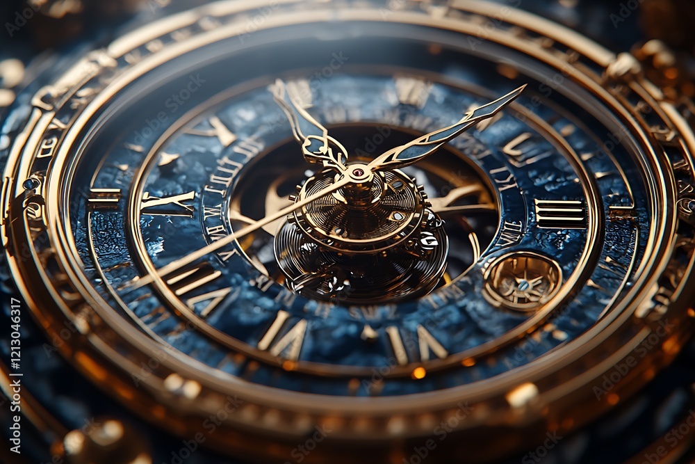 Intricate Gold And Blue Luxury Wristwatch Detail Intricate Gold And Blue Luxury Wristwatch Detail