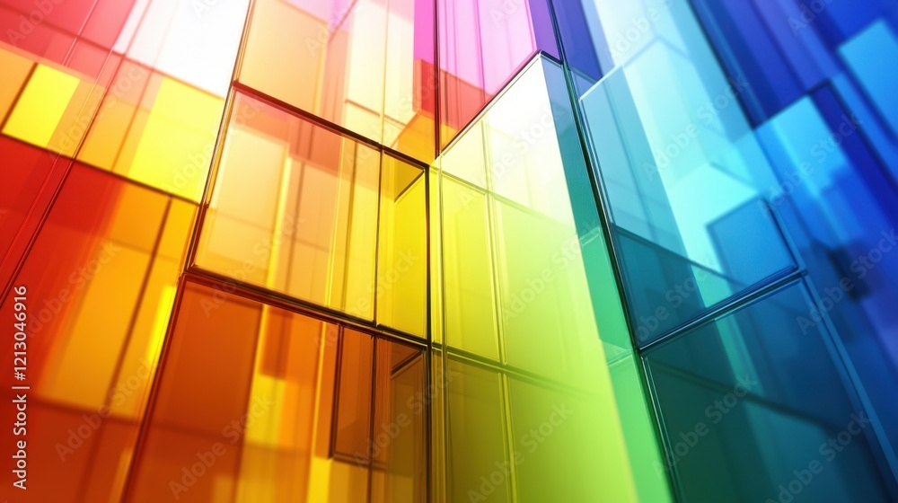 Vibrant Colored Glass in Various Shapes: Abstract Elegance