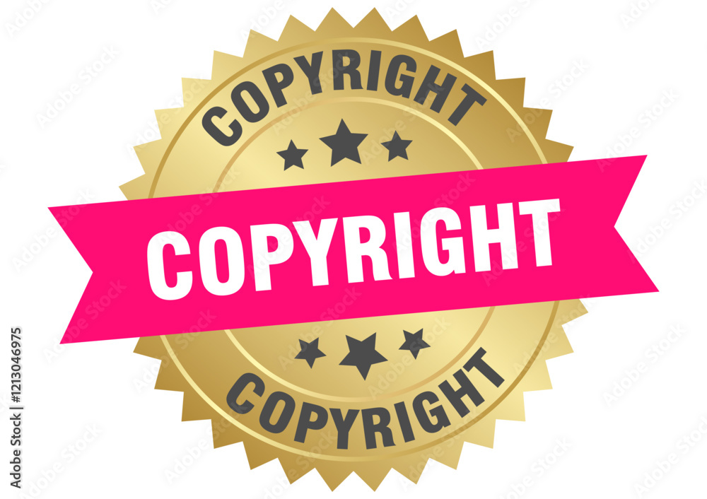 copyright. copyright round pink and gold label isolated on transparent background copyright. copyright round pink and gold label isolated on transparent background