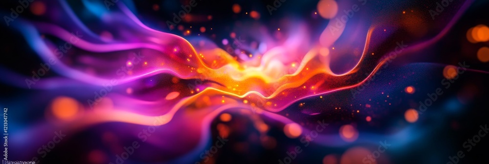 Abstract Energy Flow - Vibrant abstract image depicting swirling, luminous energy in shades of pink, orange, blue, and purple, with bokeh effects. Abstract Energy Flow - Vibrant abstract image depicting swirling, luminous energy in shades of pink, orange, blue, and purple, with bokeh effects.