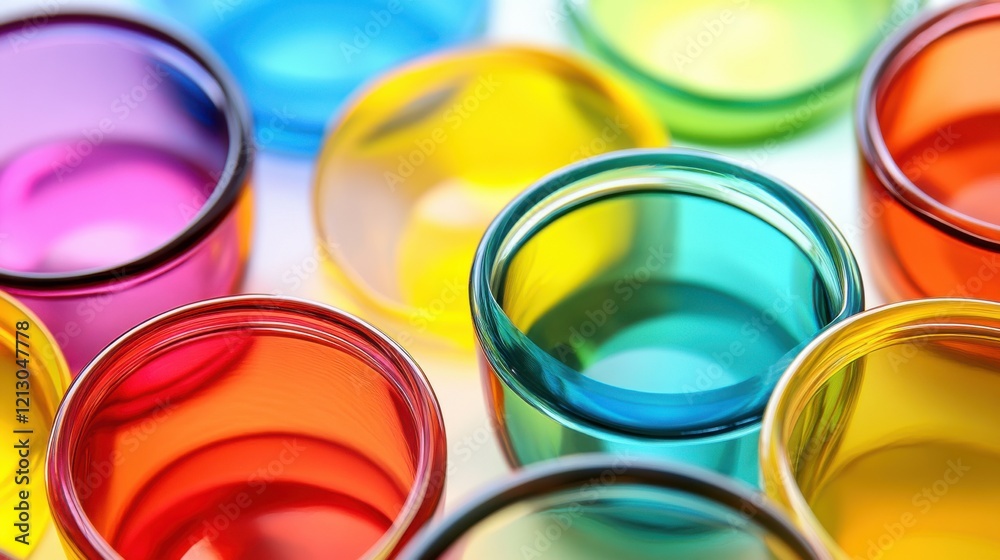 Vibrant Colored Glass in Various Shapes: Abstract Elegance Vibrant Colored Glass in Various Shapes: Abstract Elegance