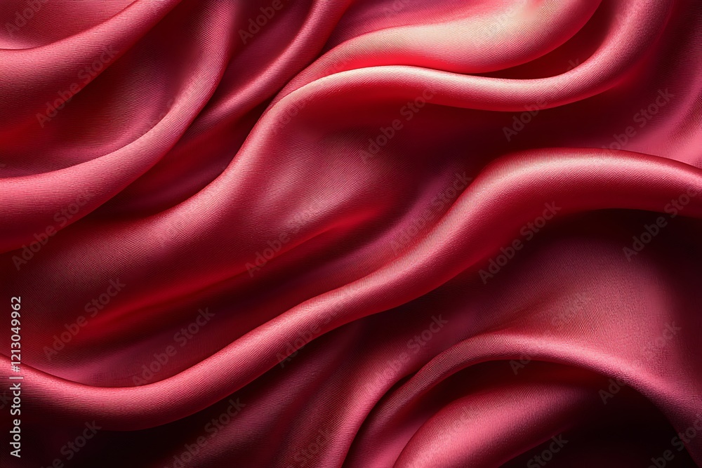 Obraz premium Draped Crimson Silk Fabric Shows Soft Waves and Texture