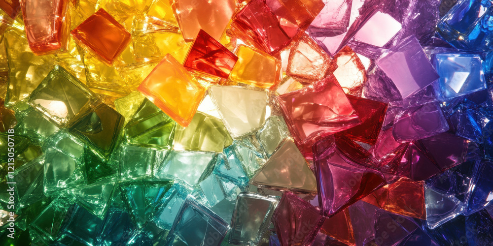 A background of fragmented glass shards in various translucent colors, arranged in a kaleidoscopic pattern, with light refracting through them, creating a dynamic effect A background of fragmented glass shards in various translucent colors, arranged in a kaleidoscopic pattern, with light refracting through them, creating a dynamic effect