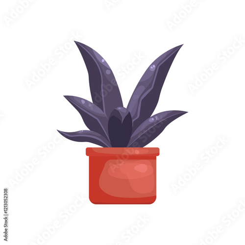 Houseplants in flower pot. Decorative houseplant in pot. Natural home decor and urban jungle
 hand drawn vector illustration
