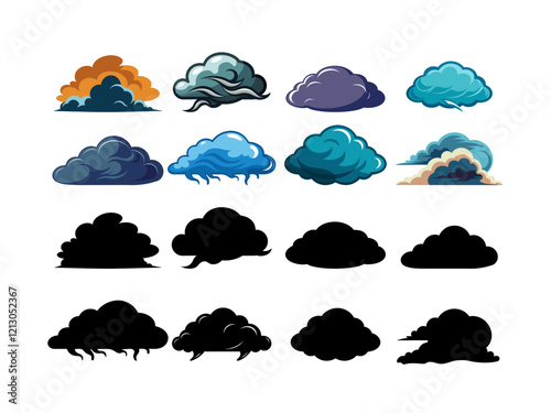 Cloud silhouette set