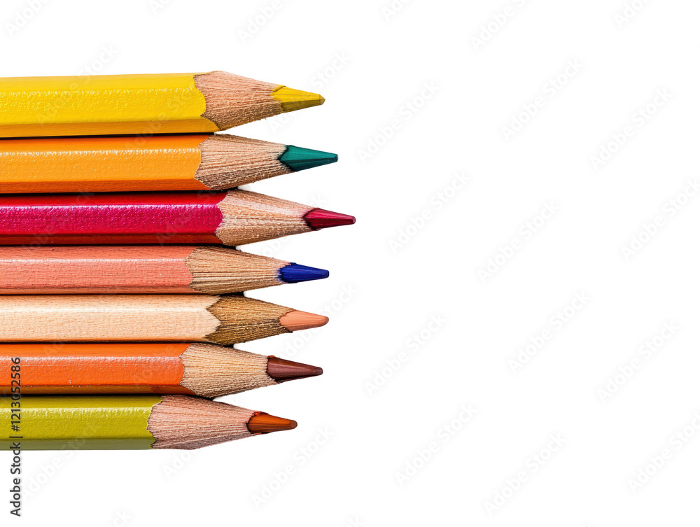 Isolated Colored Pencils on White Background Isolated Colored Pencils on White Background