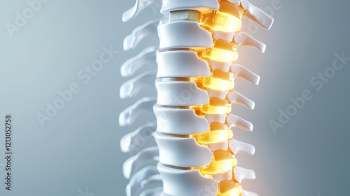 Human Spine Anatomy Model - Detailed 3D  of a human spine, highlighting the vertebrae and spinal column. Ideal for medical, healthcare, and educational purposes.