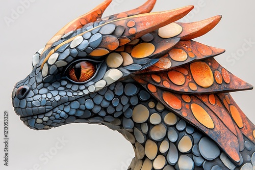 Intricate Dragon Sculpture Head Profile View photo