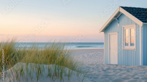 Luebeck Beach Cabins by the North Sea in Calm Coastal Setting