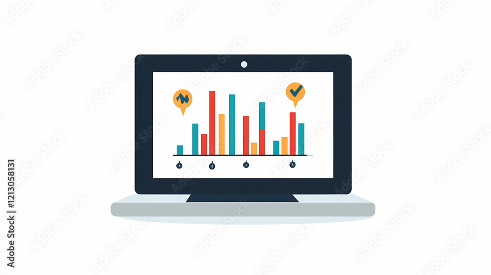 laptop with stock graph laptop with stock graph