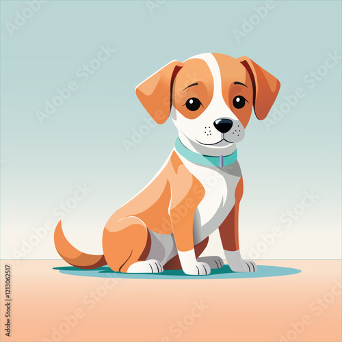 Puppy, pet, handmade drawing vector illustration, flat style, poster, banner, isolated on background