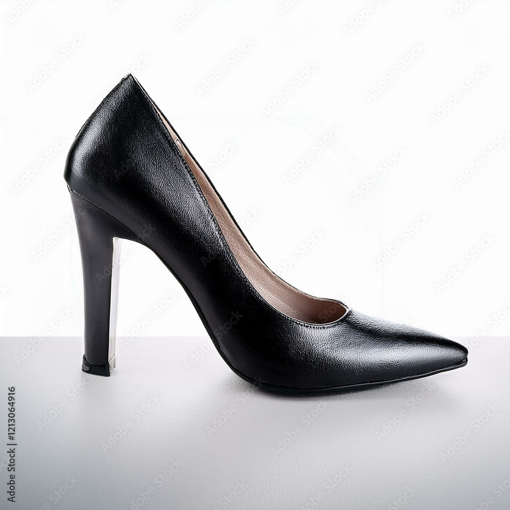 black ladies' shoe on a white background, high heels black ladies' shoe on a white background, high heels