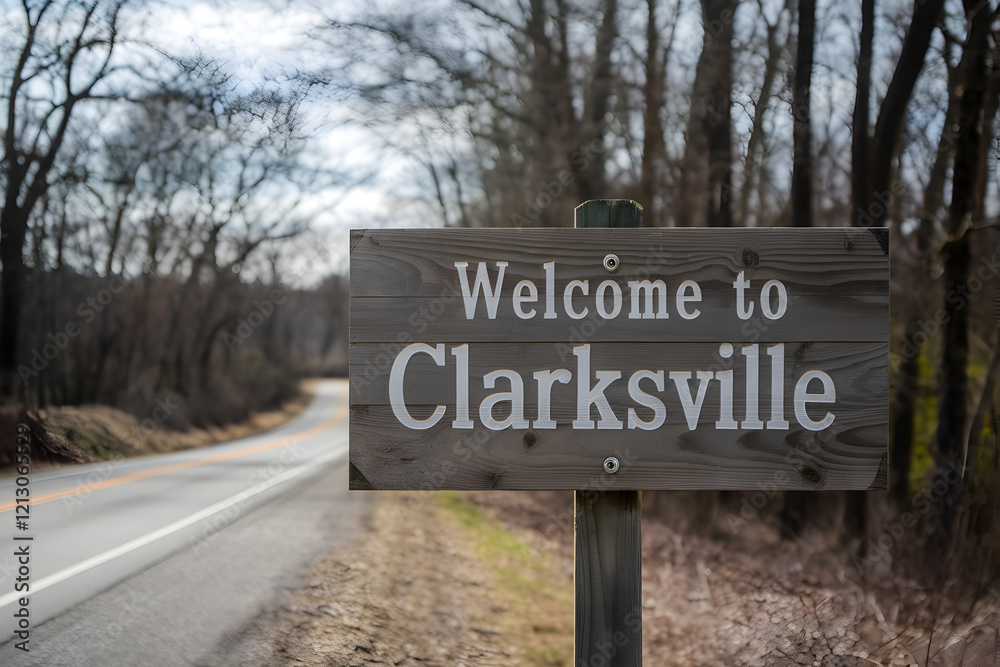 Rustic Welcome to Clarksville Wooden Sign with Charming Southern Tennessee Town Vibes and Natural Texture Rustic Welcome to Clarksville Wooden Sign with Charming Southern Tennessee Town Vibes and Natural Texture