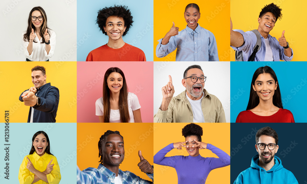 © Prostock-studio - A diverse group of individuals expresses joy and positivity through smiles and gestures. This colorful collage captures their cheerful lifestyles in a lively setting, emphasizing unity in diversity. © Prostock-studio - A diverse group of individuals expresses joy and positivity through smiles and gestures. This colorful collage captures their cheerful lifestyles in a lively setting, emphasizing unity in diversity.