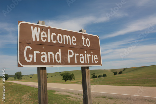 Welcome to Grand Prairie Texas Wooden Sign with Rustic Charm and State Pride in United States photo