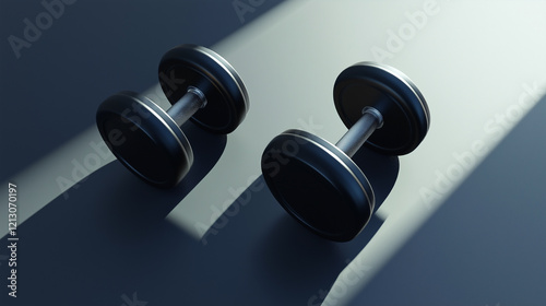 Sleek dumbbells on minimalist gradient surface-1 photo