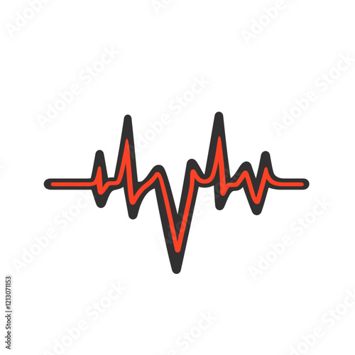 Heartbeat Line Icon in Red and Black 