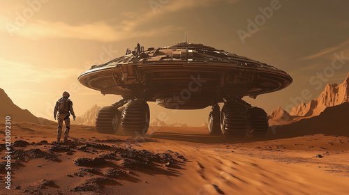 Fototapeta Naklejka Na Ścianę i Meble -  Futuristic mars colonization technology