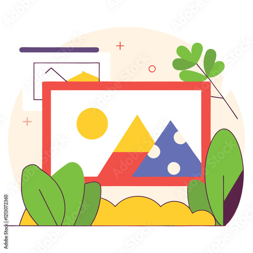 Vibrant Abstract Geometric Artwork: Colorful Circles and Shapes Design bold style vivid round vector