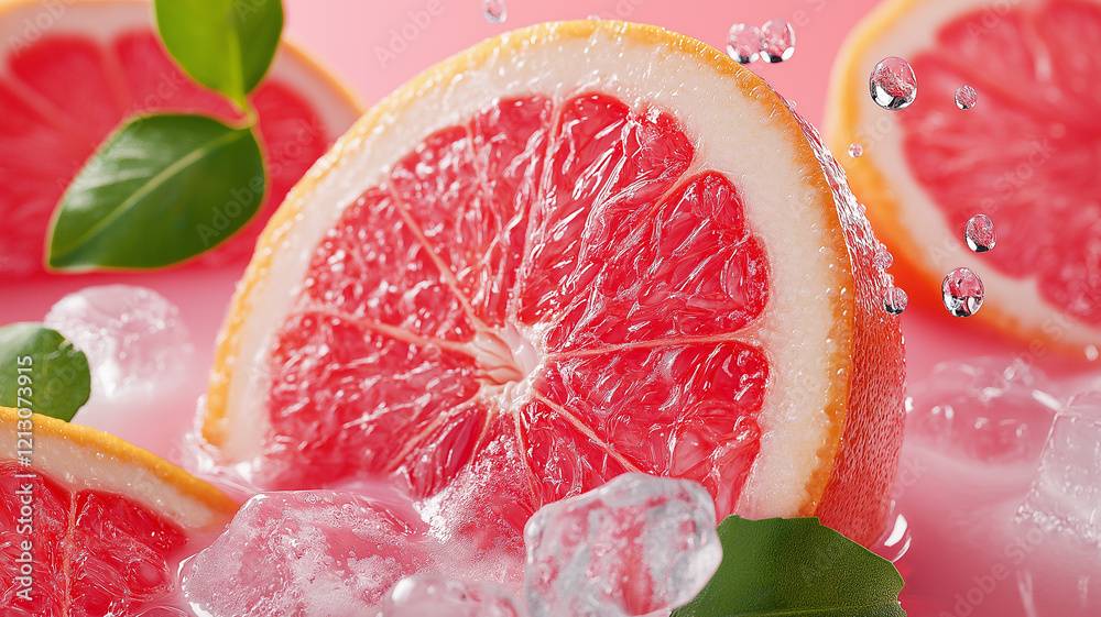 fresh grapefruit with ice cube fresh grapefruit with ice cube