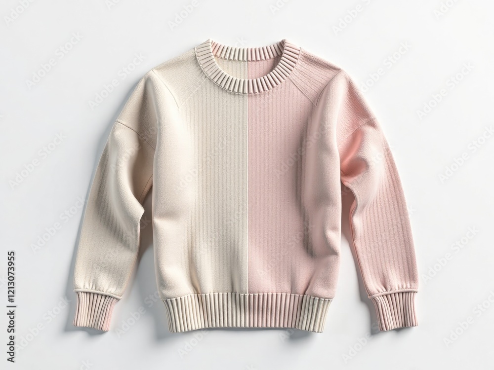 Obraz premium pink knitted sweater on a white background. Casual, warm clothing.