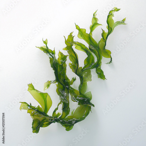 seaweed kelp laminaria wet heap pile close up isolated on white photo