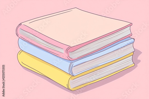 Stack of Pastel Colored Books Illustration photo