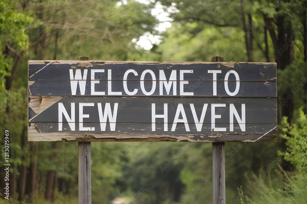 Welcome to New Haven Connecticut Wooden Sign with Rustic Charm and State Pride, USA Travel Destination Landmark, Vintage Style Entryway Design Welcome to New Haven Connecticut Wooden Sign with Rustic Charm and State Pride, USA Travel Destination Landmark, Vintage Style Entryway Design