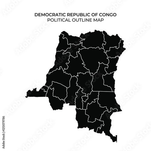 This artwork features a detailed political map of the Democratic Republic of Congo, clearly showing its regions and boundaries for educational and informational use.