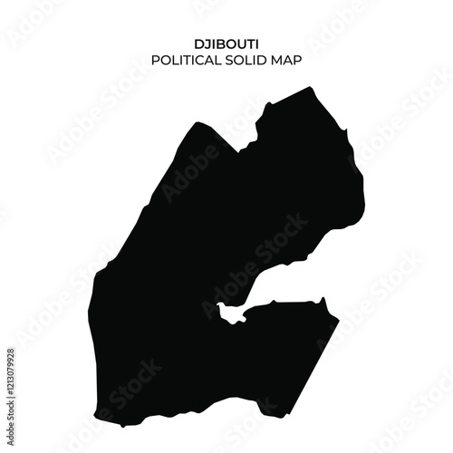 A solid silhouette of Djibouti, emphasizing its political boundaries and geographical layout. Ideal for educational purposes and geographical studies.