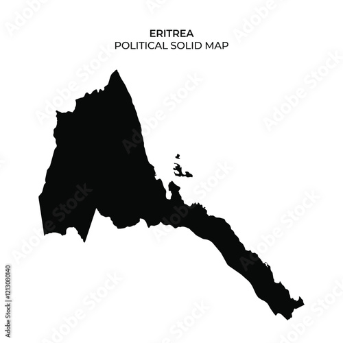 This depiction illustrates the solid outlines of Eritreas political boundaries. The map emphasizes the shape and geography, highlighting key features of the nation.