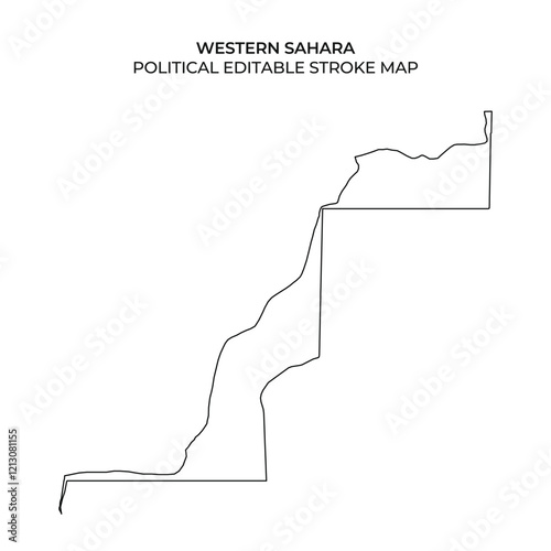 This map outlines the political boundaries of Western Sahara. It displays a simplified stroke design, suitable for editing or highlighting specific areas.