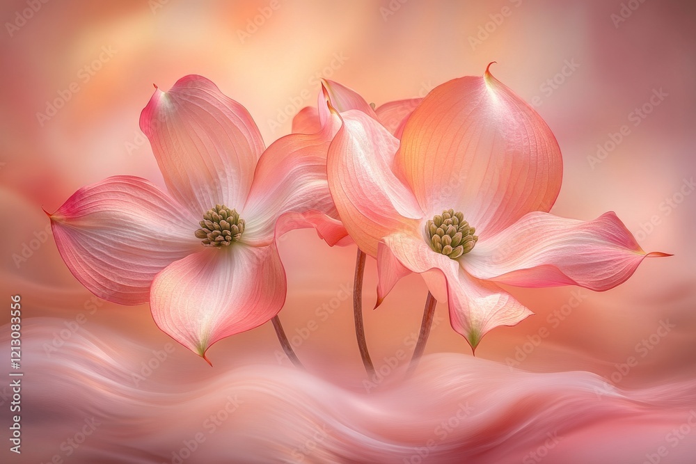 In Yosemite, CA, the Merced River is adorned with Mountain Dogwood in full bloom In Yosemite, CA, the Merced River is adorned with Mountain Dogwood in full bloom