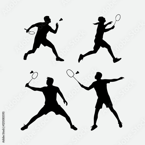 Badminton player set vector design clipart flat style artwork