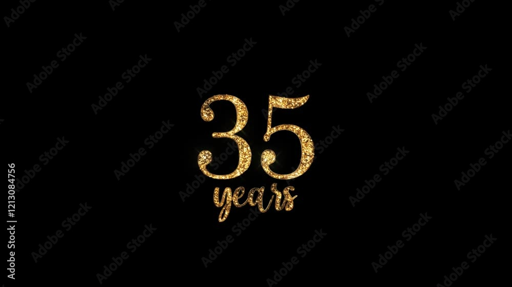Congratulations on 35 years with alpha channel, golden congratulations, thirty-five years Congratulations on 35 years with alpha channel, golden congratulations, thirty-five years