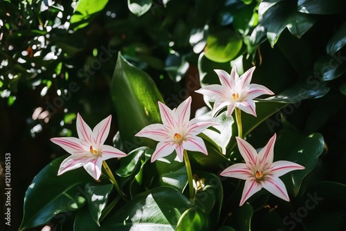 in Framingham, Massachusetts  Zoomed-in image of Virginia spring beauty flowers, Claytonia virginica photo