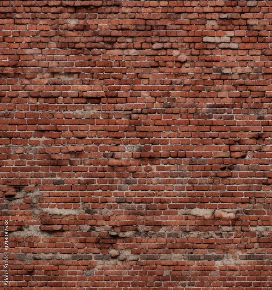 Abstract pattern of red bricks in an old wall, repeating, geometric, structure Abstract pattern of red bricks in an old wall, repeating, geometric, structure