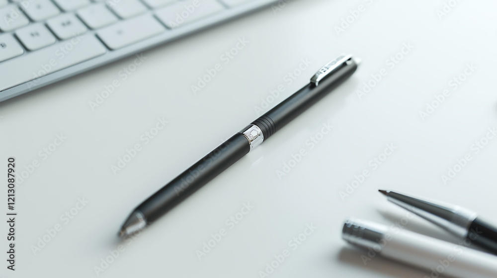 A modern smart pen with app connectivity and sleek metal body on a white background A modern smart pen with app connectivity and sleek metal body on a white background