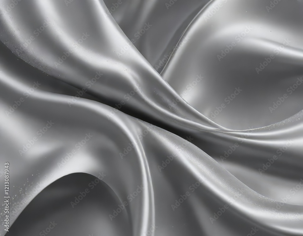 Fototapeta premium Abstract silk background with intricate silver curve shape and subtle sparkle, sparkly, intricate, metallic