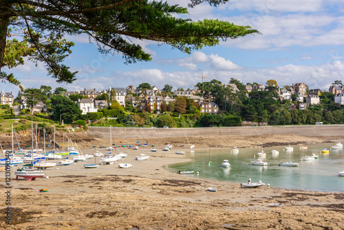 Scenic view of Saint-Brieuc in Brittany, France at low tide and against dramatic sky
