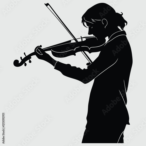 A person playing violin silhouette vector design art and illustration