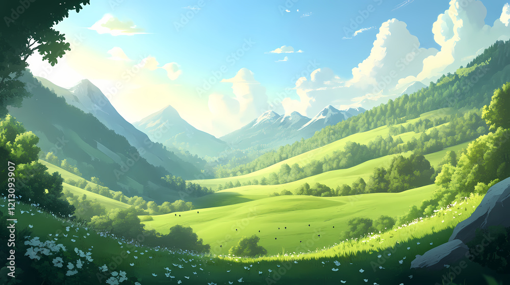 serene lush green valley serene lush green valley