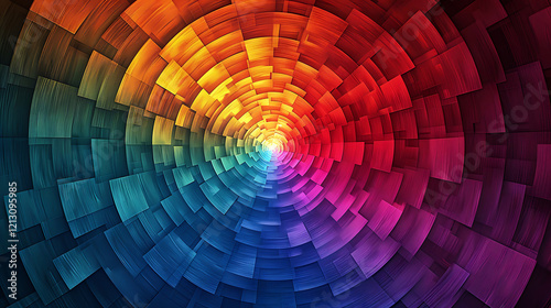 Vibrant abstract background with radiant squares arranged in a mesmerizing concentric circle pattern photo