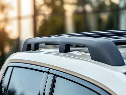 Close up of the roof rails for attaching an additional trunk
