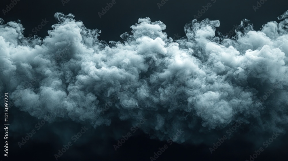 Fototapeta premium Abstract smoky cloud texture on black background.