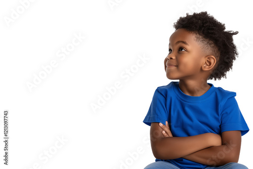 Portrait of a Happy Young African American Boy, isolated from background, png