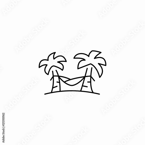palm tree hammock icon sign vector