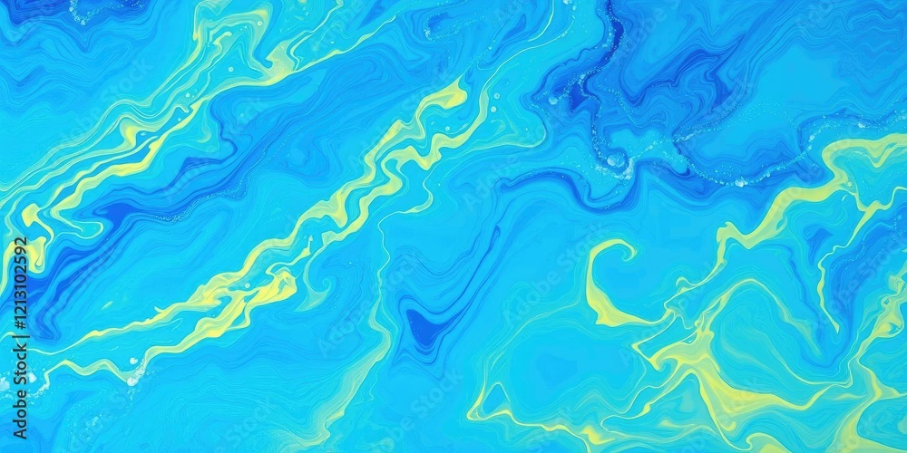Abstract wave painting in shades of blue and yellow, creating a dynamic and fluid visual representation of water, blue, water, abstract Abstract wave painting in shades of blue and yellow, creating a dynamic and fluid visual representation of water, blue, water, abstract